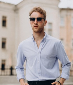 solid shirt blue